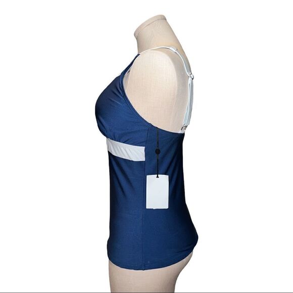 DKNY Colorblocked Tankini Top Baltic Navy Women's Large NWT - Picture 4 of 8